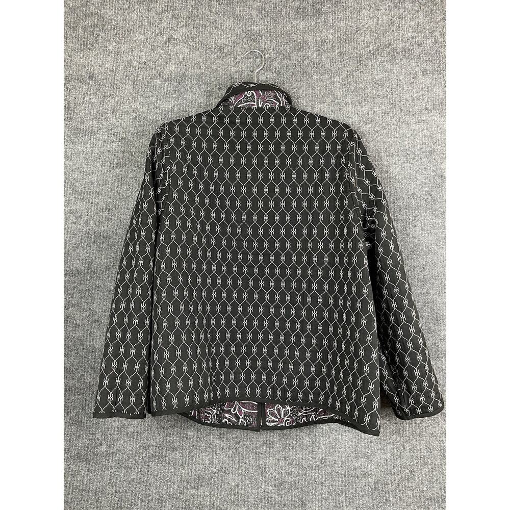 Women's Lightweight Quilted Jacket Size L Black and White reversable Maroon - Picture 10 of 10